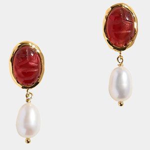 Pamela Love Scarab Taia Earrings with Pearls